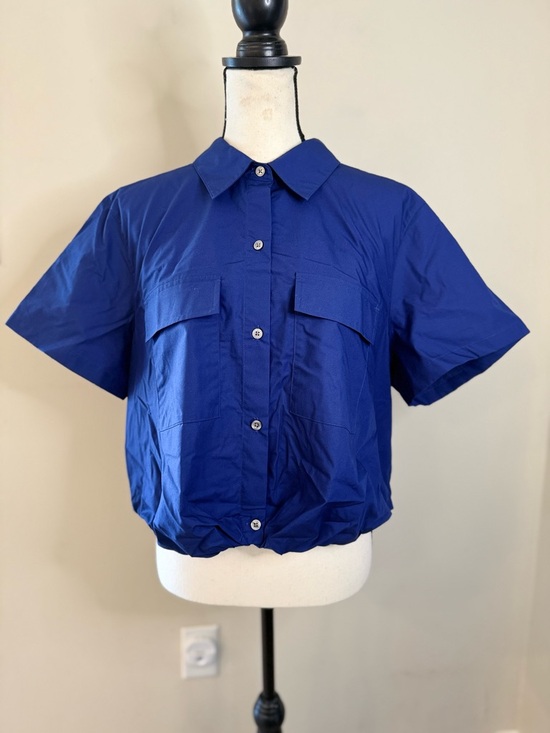 Banana Republic Factory Tops - Banana Republic Factory vibrant blue crop button up top SZ XL